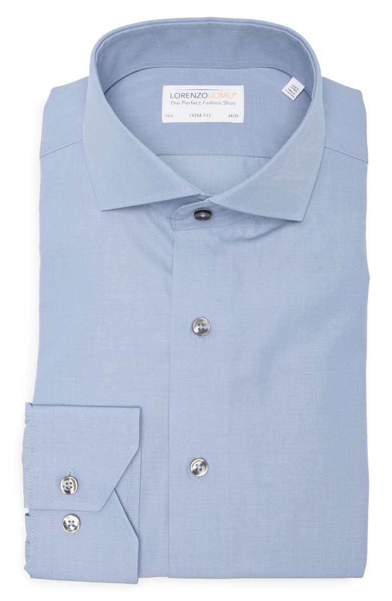 Lorenzo Uomo Trim Fit Cotton Dress Shirt, Alternate, color, Slate Blue