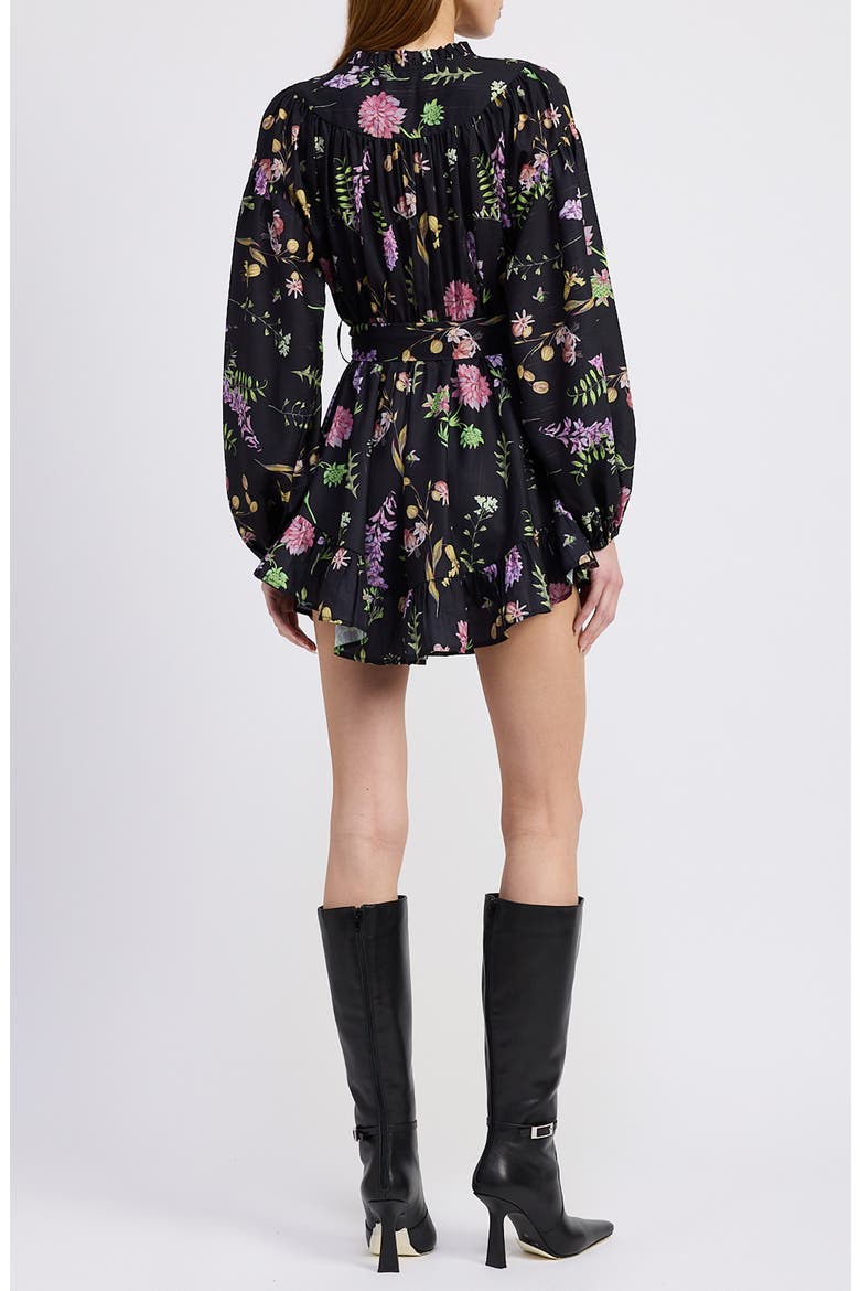 Harper Metallic Floral Long Sleeve Minidress, Alternate, color, BLACK GOLD MULTI