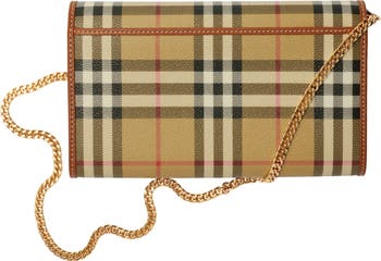 Burberry Hannah Check Coated Canvas Wallet on a Chain