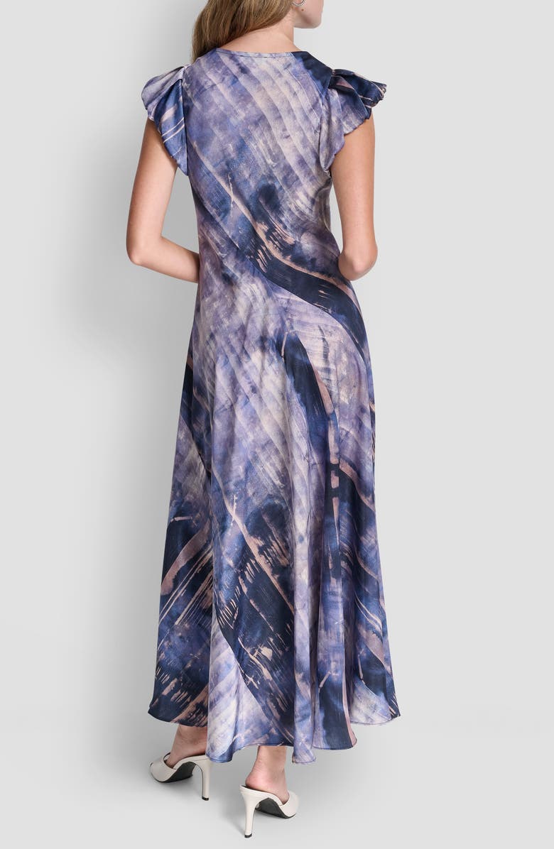 DKNY Puff Sleeve Satin Maxi Dress, Alternate, color, Hudson Lights