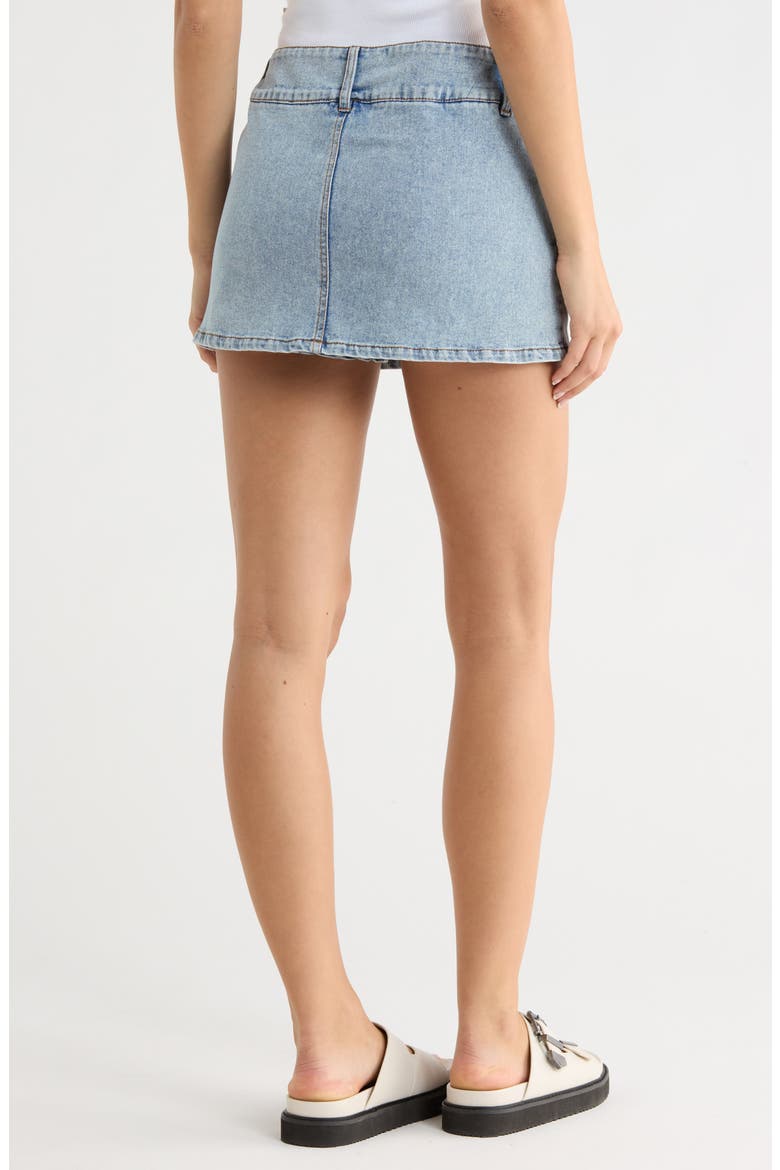 Crossover Waist Denim Miniskirt, Alternate, color, LIGHT WASH