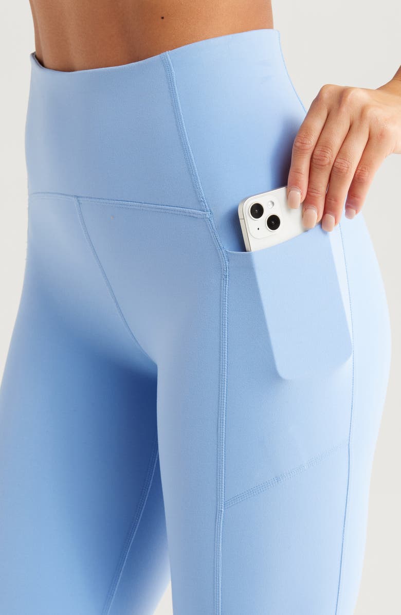 Zella Studio Luxe High Waist Pocket 7/8 Leggings, Alternate, color, Blue Azurine