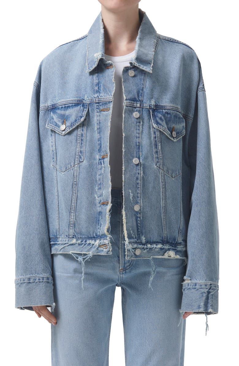 AGOLDE Martika Frayed Oversize Denim Jacket, Main, color,