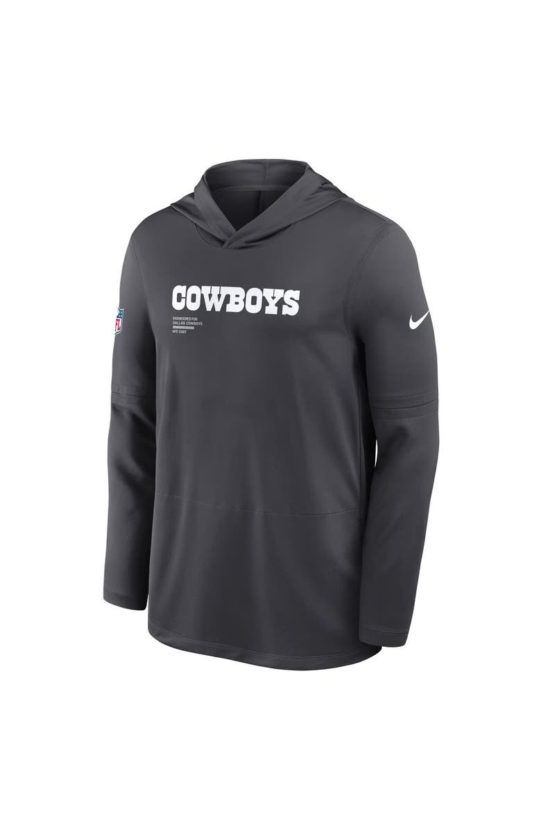 Nike Men's Nike Anthracite Dallas Cowboys Sideline Pure Fury Performance Long Sleeve Hoodie T-Shirt, Alternate, color, Anthracite