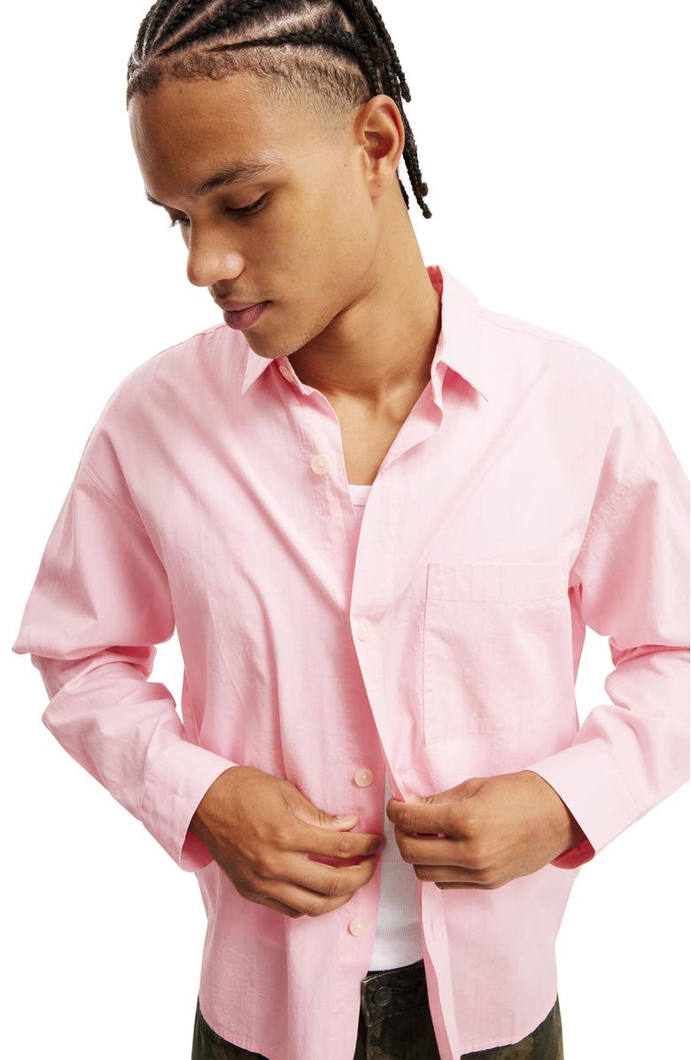 Cotton On Men's Hampton Long Sleeve Shirt, Alternate, color, Soft Pink