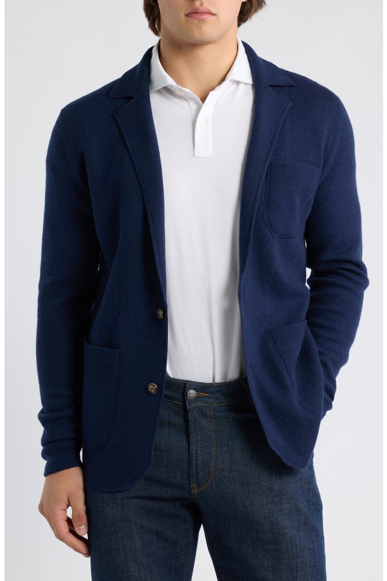 Carson Wool & Linen Sweater Blazer, Main, color, NAVY