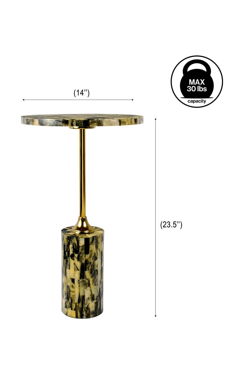 JONATHAN Y Hedda Contemporary Glam Metal/Resin Faux Stone Round End Table, Alternate, color, Yellow