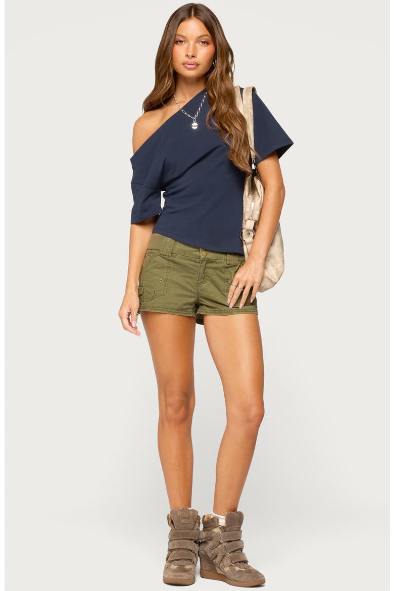 Mariee Asymmetric Off the Shoulder T-Shirt, Alternate, color, NAVY