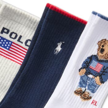 Assorted 3-Pack Bear, Polo & Pony Crew Socks