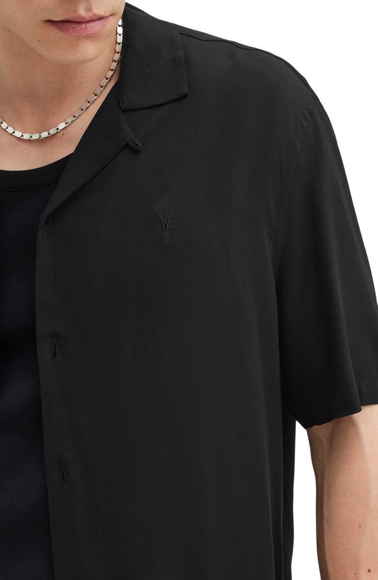 AllSaints Venice Solid Camp Shirt, Alternate, color,