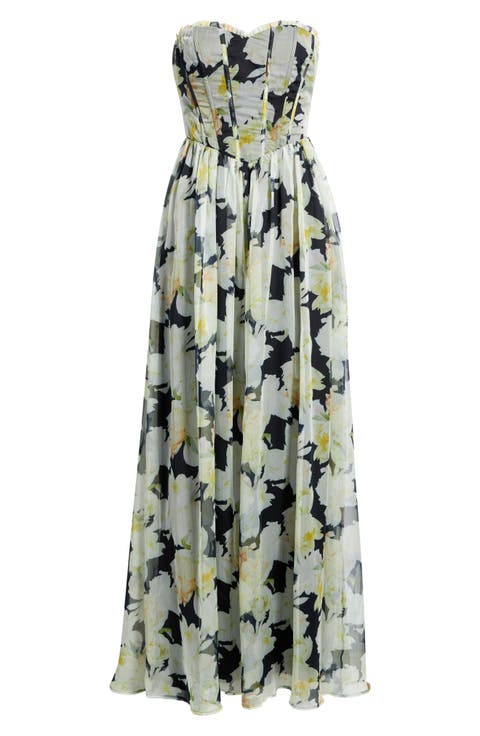 Remi Floral Strapless Corset Maxi Dress
