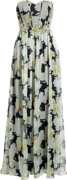 Lulus Remi Floral Strapless Corset Maxi Dress