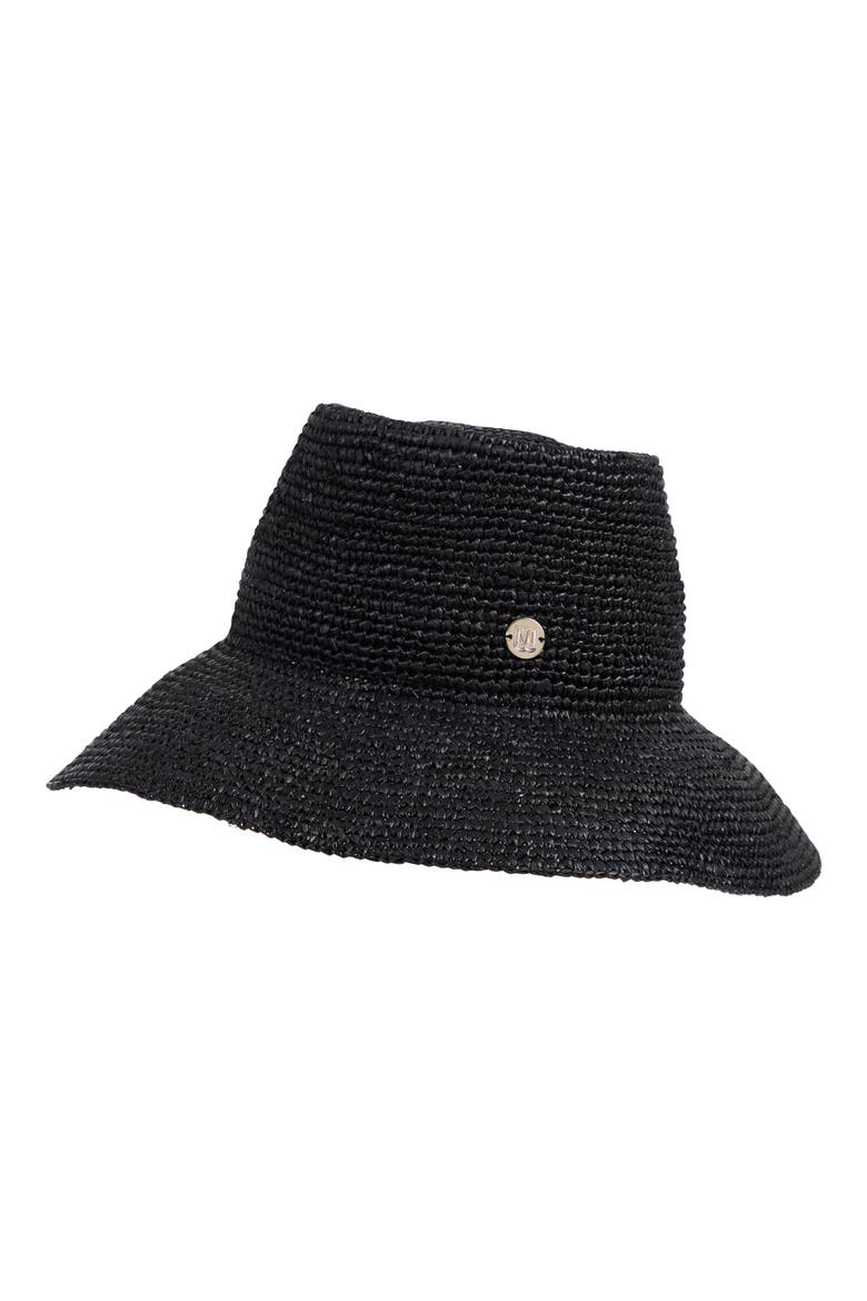 Crochet Bucket Straw Sun Hat, Alternate, color, BLACK
