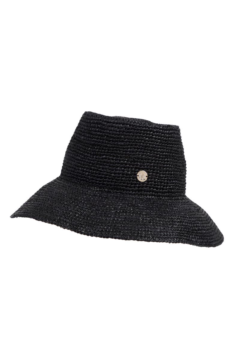 Bruno Magli Crochet Bucket Straw Sun Hat, Alternate, color, Black