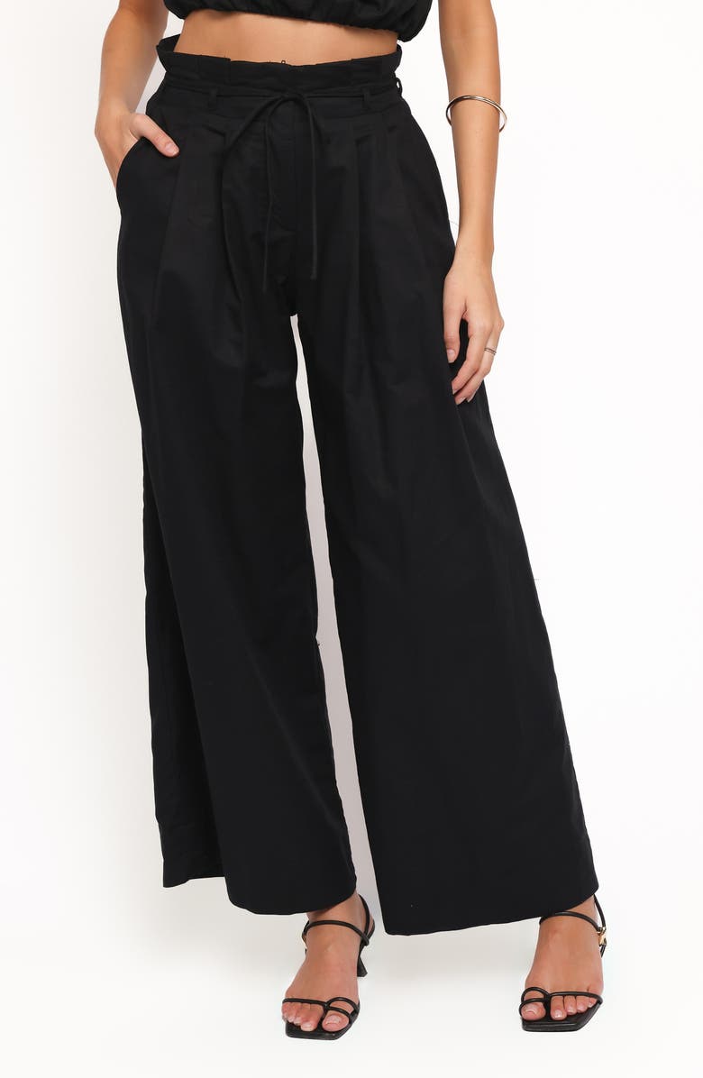 Petal & Pup Althea Linen & Cotton Crop Top & Wide Leg Pants Set, Alternate, color, Black