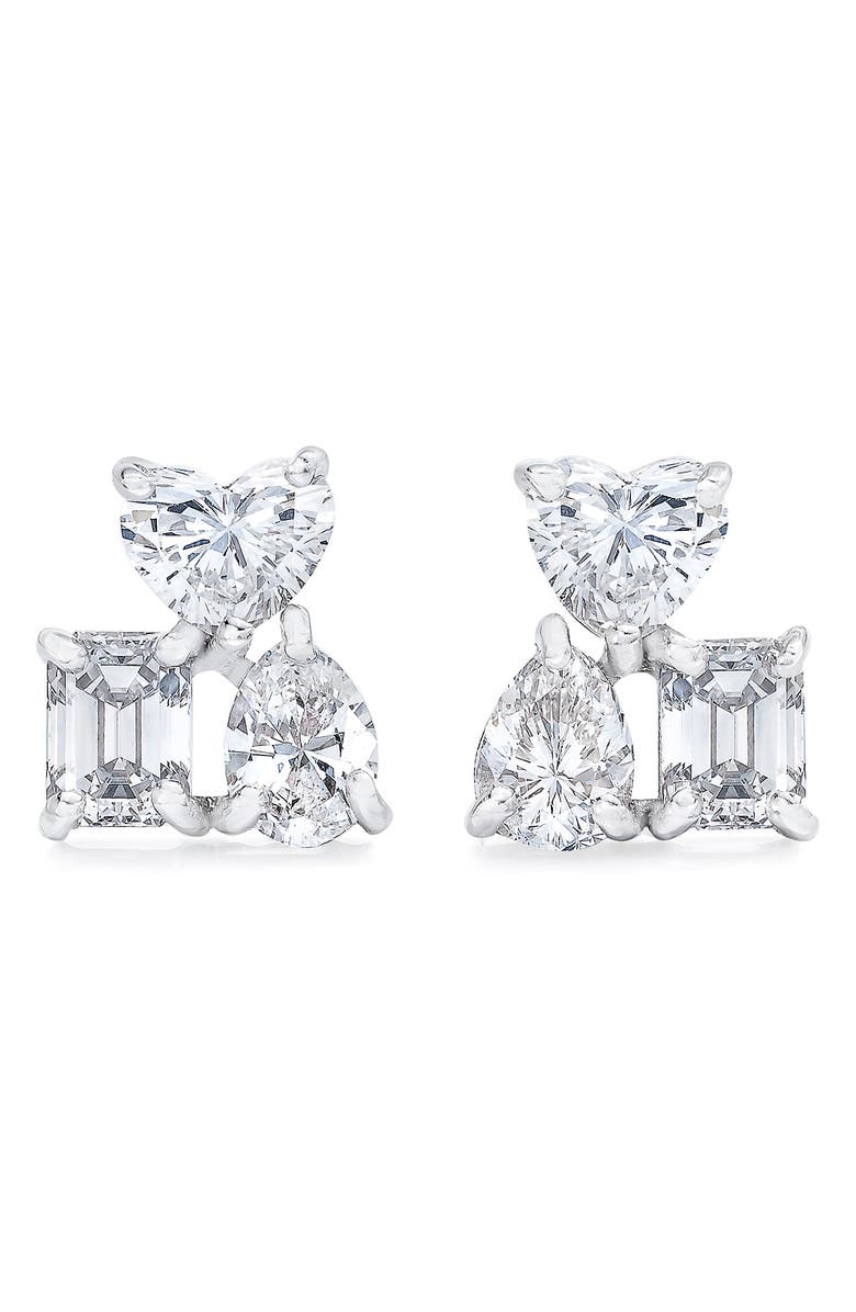 Mindi Mond Fancy Cut Diamond Cluster Stud Earrings, Main, color, 18K Wg