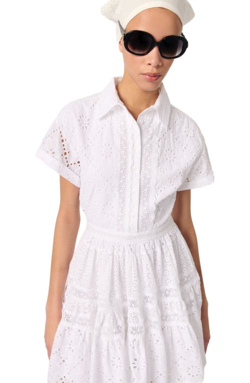 Maje Ribrody Embroidered Mini Dress In White