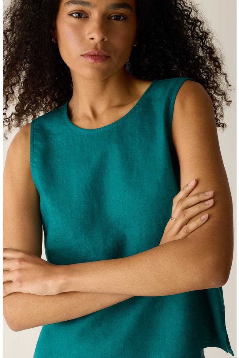 Organic Linen Shell, Alternate, color, TEAL
