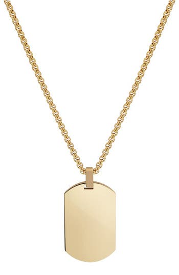 Geoffrey Beene Stainless Steel Dog Tag Pendant Necklace