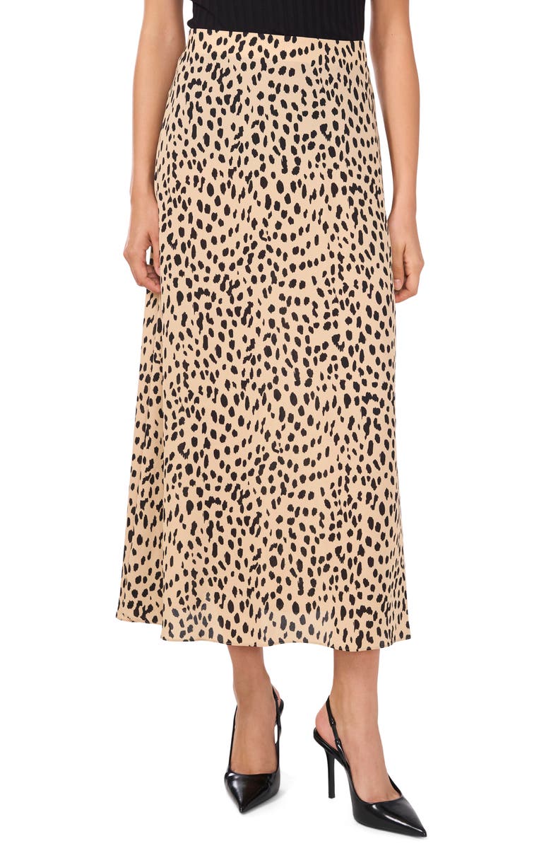 Vince Camuto Cheetah Print Bias Cut Maxi Skirt, Main, color, 
