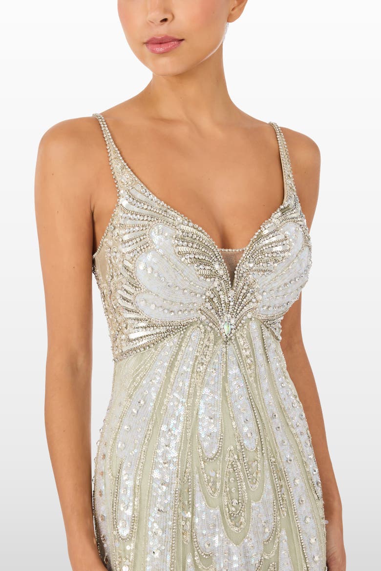 Yves Beaded Maxi Dress, Alternate, color, Marmo Green