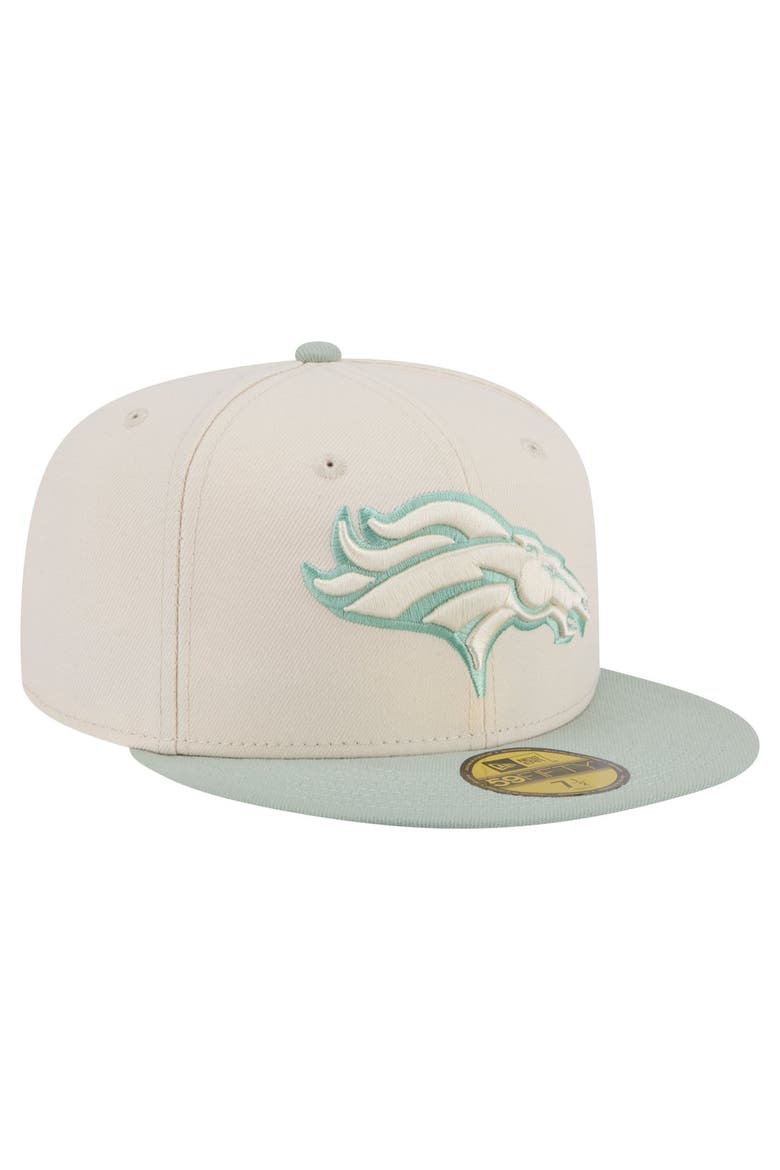 Men's New Era Cream/Light Green Denver Broncos Color Pack 59FIFTY Fitted Hat, Alternate, color, Cream
