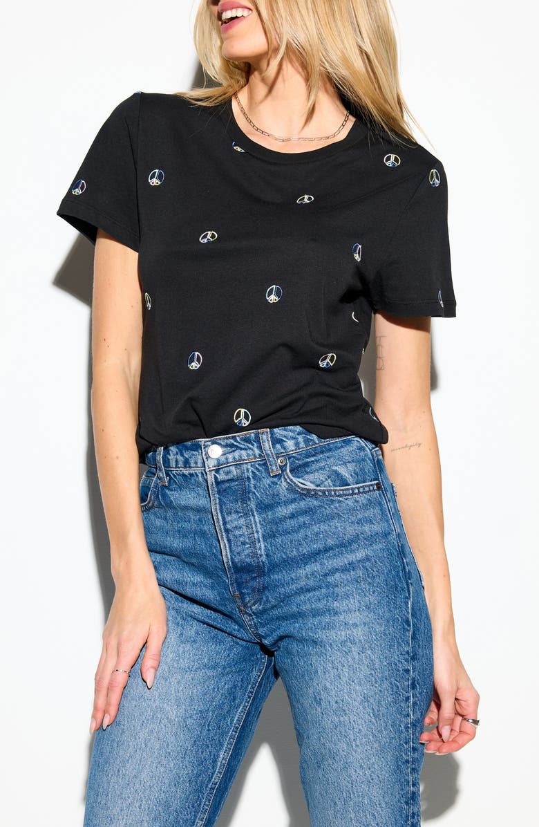 Spiritual Gangster Peace Fairfax Embroidered Cotton T-Shirt, Alternate, color, Black