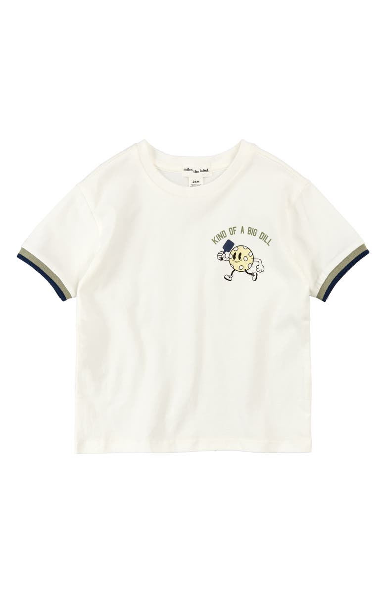 MILES THE LABEL Kids' Pickleball Organic Cotton Graphic T-Shirt, Main, color, Off White