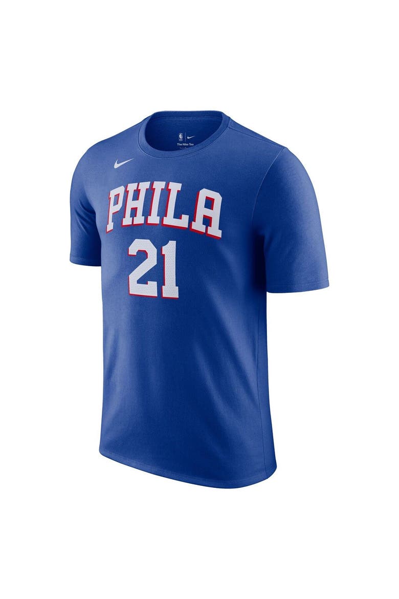 Men's Nike Joel Embiid Royal Philadelphia 76ers Icon 2022/23 Name & Number T-Shirt, Alternate, color, Royal