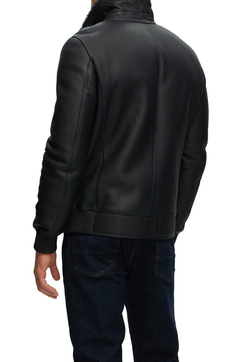 Men's Genuine Shearling Jacket, Alternate, color, DARK BLUE