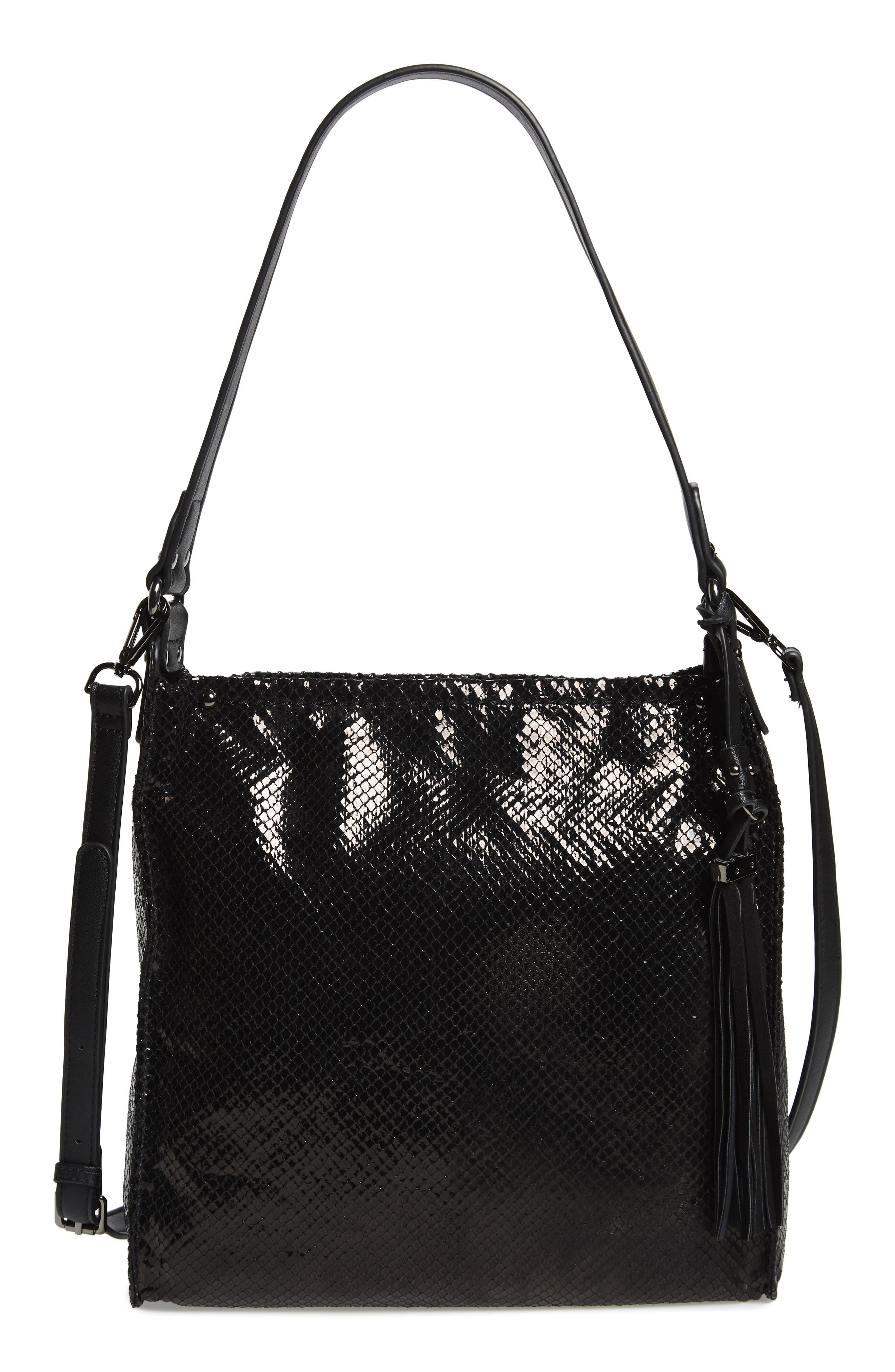 Sondra Roberts Snake Embossed Faux Leather Hobo, Main, color, 