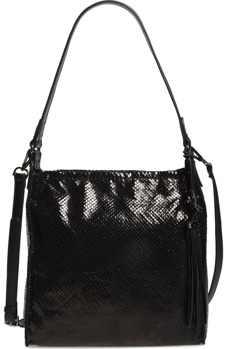 Sondra Roberts Snake Embossed Faux Leather Hobo, Main, color,