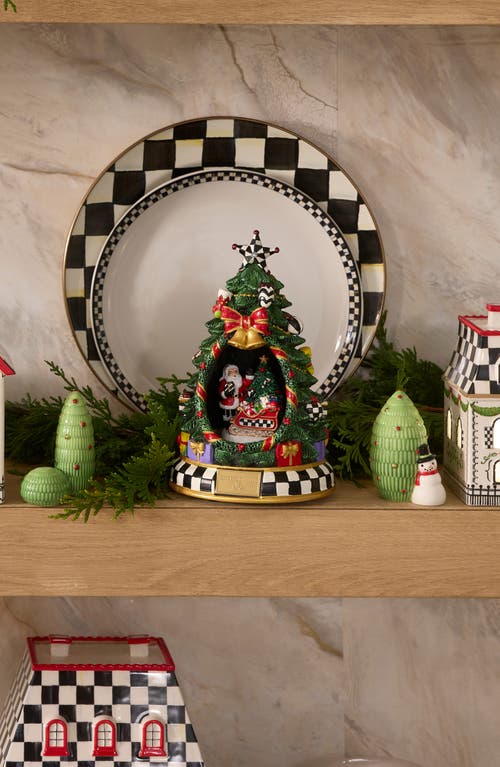 Mackenzie-childs Courtly Check Christmas Tree Santa Musical Display In Multi
