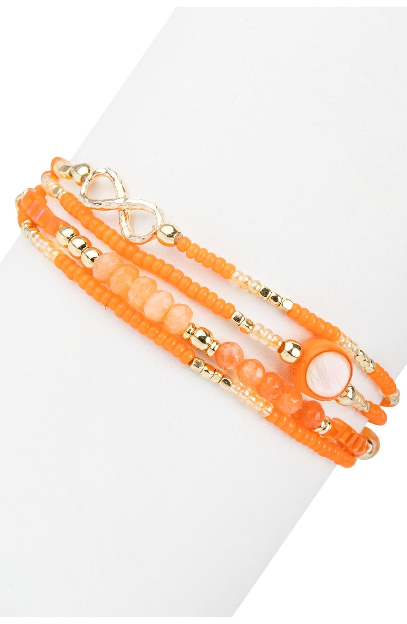 SAACHI Crystal Infinity Charm & Beads Stretch Bracelet Set (Women ...