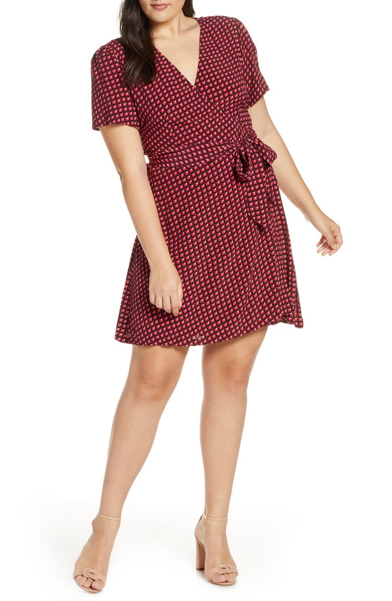 Chelsea28 Print Wrap Minidress, Alternate, color, 