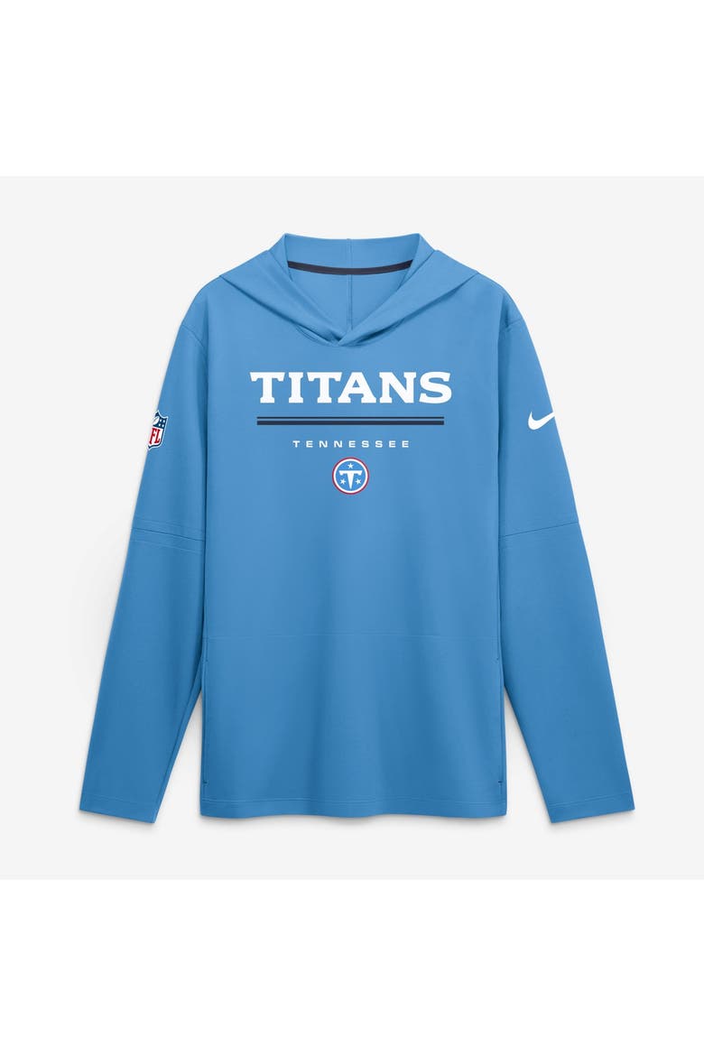 Men's Nike Light Blue Tennessee Titans Sideline Game On Lightweight Long Sleeve Hooded Dri-FIT Top, Main, color, Light Blue