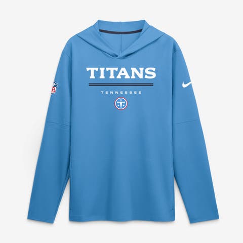 Men's Nike Light Blue Tennessee Titans Sideline Game On Lightweight Long Sleeve Hooded Dri-FIT Top