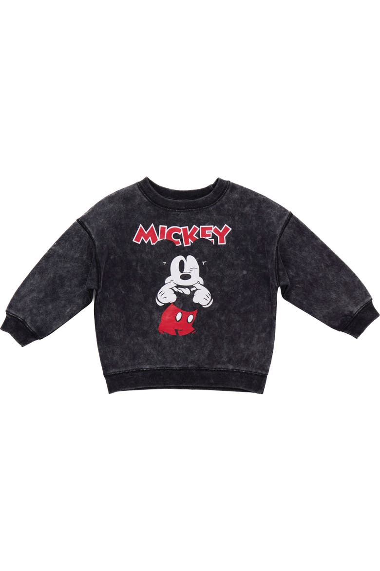 Mickey Mouse Mineral Wash French Terry Pullover Sweatshirt, Main, color, Charcoal Mickey Red