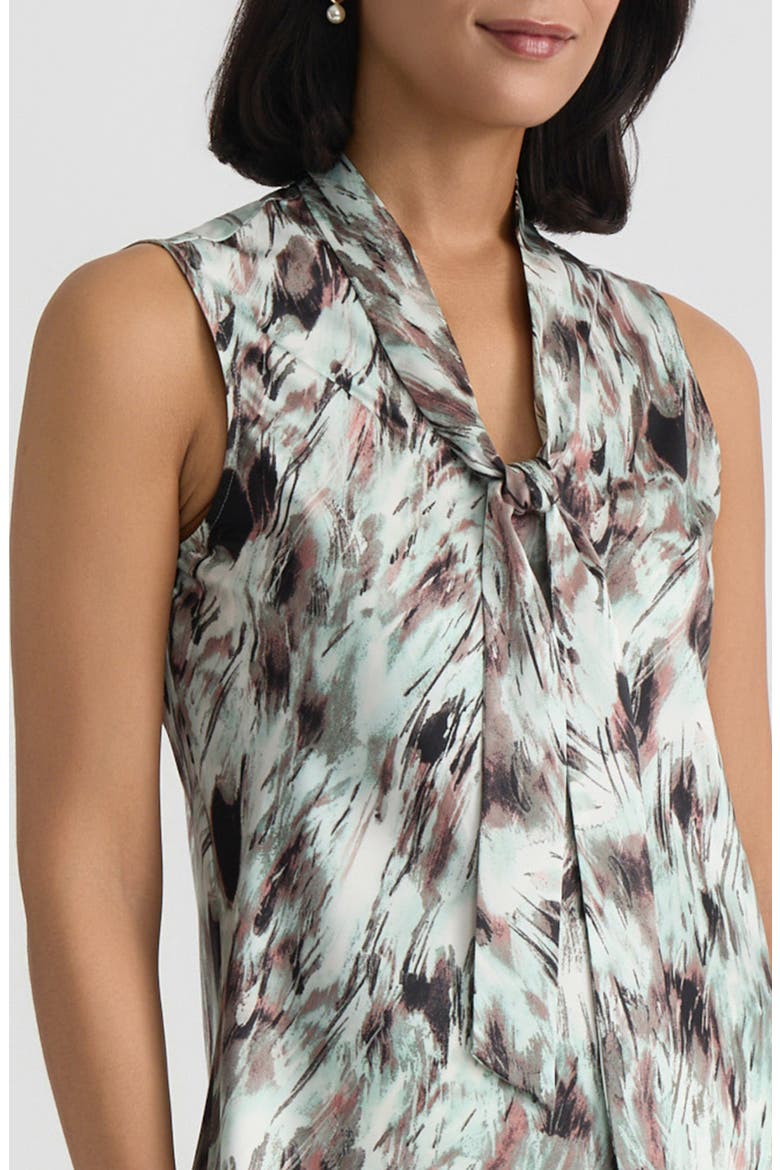 Abstract Print Tie Neck Sleeveless Top, Alternate, color, SEA GLASS MULTI