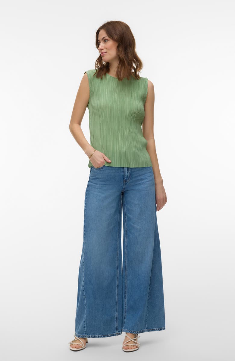 VERO MODA Alene Plissé Pleat Shell, Alternate, color, Mistletoe