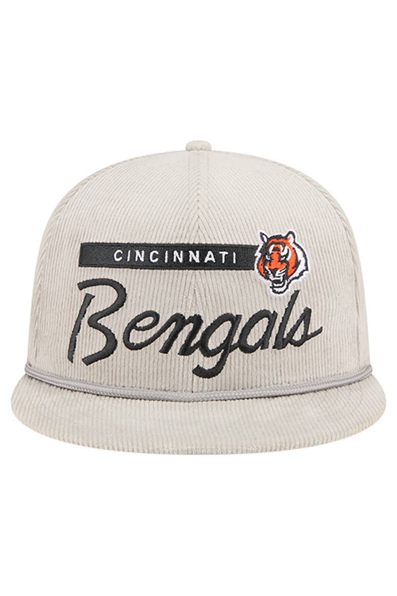 Men's New Era Gray Cincinnati Bengals Cord Rope Corduroy 9FIFTY Snapback Hat, Alternate, color, Gray