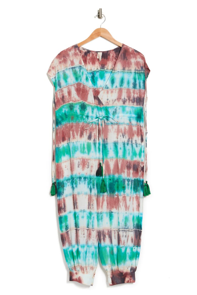 To Dye For Surplice Drawstring Waist Crop Jumpsuit, Alternate, color, GREEN