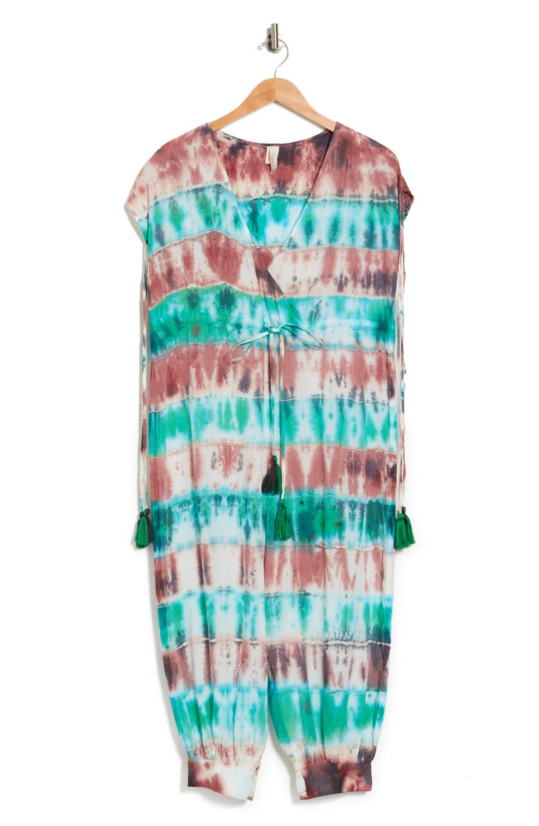 Raga To Dye For Surplice Drawstring Waist Crop Jumpsuit, Alternate, color, 