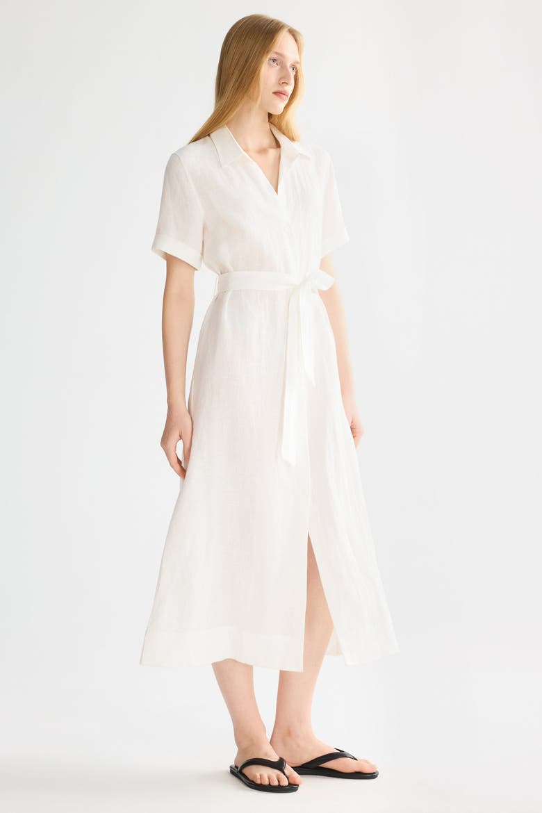 Classic Linen Maxi Dress, Alternate, color, White