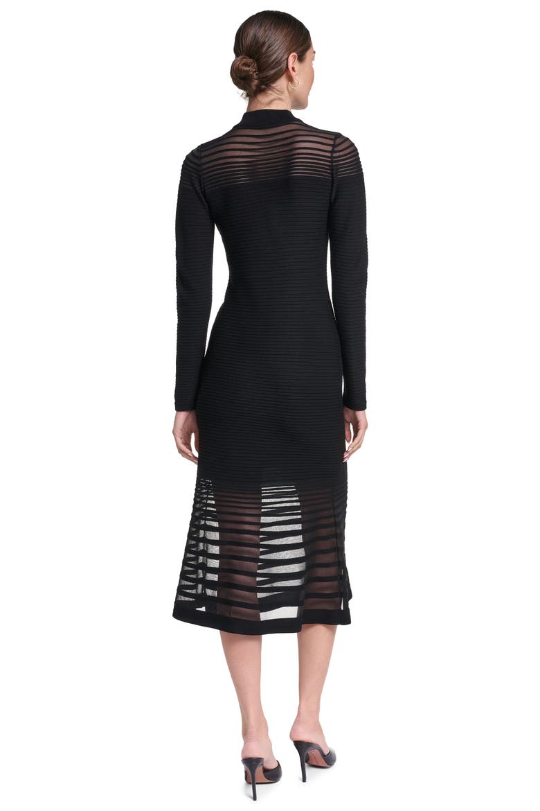 Long Sleeve Knit Maxi Dress with Sheer Detail, Alternate, color, Black