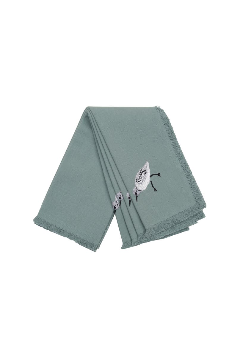 Set of Four Embroidered Sand Piper Napkins, Alternate, color, Blue