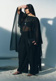 ELOQUII Sheer Dramatic Chiffon Cape