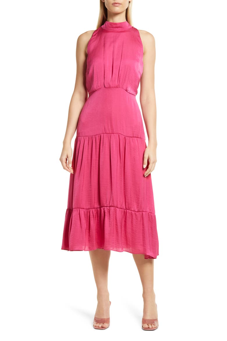 sam edelman pink dress Sam Edelman Women's Side Ruched Satin Maxi Dress - Pink