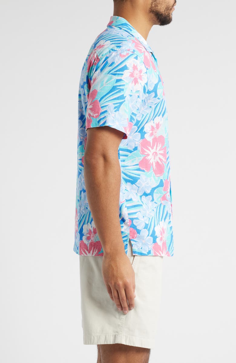 vineyard vines Island Floral Stretch Linen Blend Camp Shirt, Alternate, color,