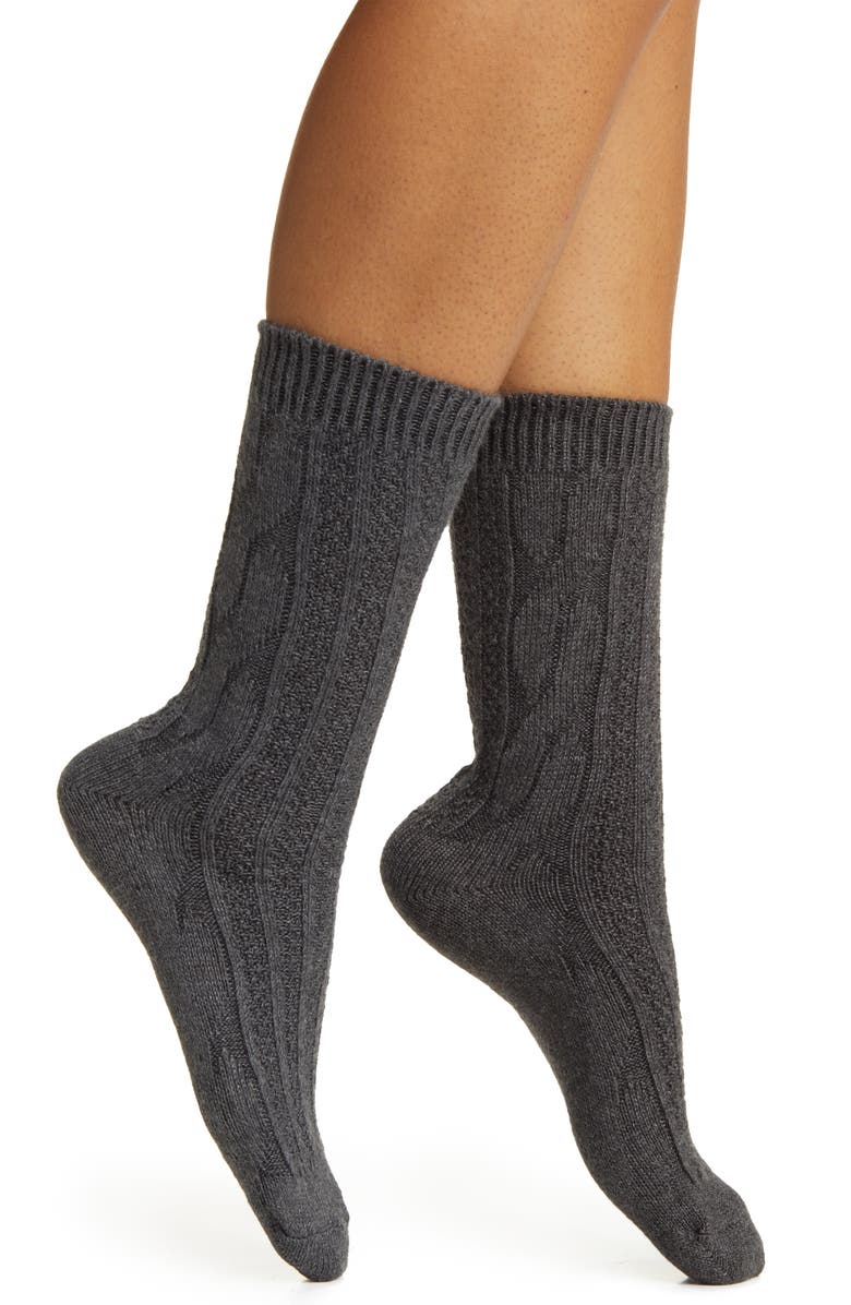 Hue Assorted 2-Pack Cable Knit Crew Socks, Main, color,